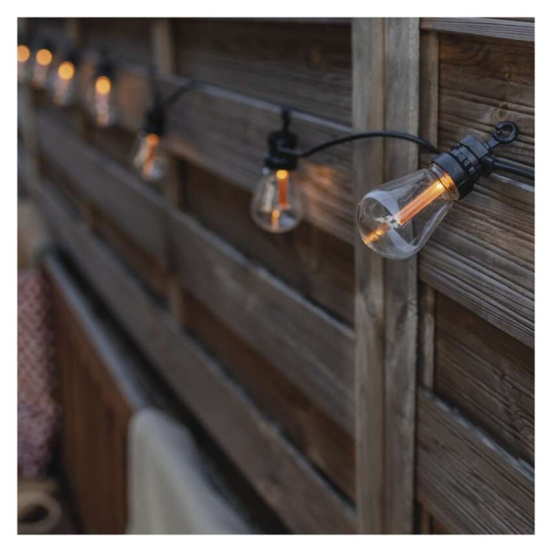 LED svetelná reťaz so solárnym panelom – 10x párty žiarovky, 5 m, vonk. aj vnút., vintage 4