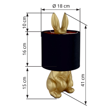 Stolná lampa, matný plast zlatej farby, čierny zamat, čierny PVC kábel, kolískový vypínač na kábli, 10