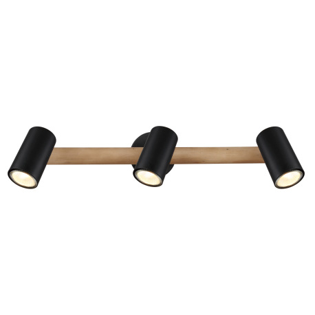 Nástenné svietidlo, drevo tmavohnedé, kov čierny, DxŠxV:570x100x220mm, bez žiaroviek 3x GU10, max. L 13