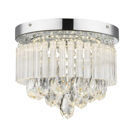 Stropné svietidlo, chróm, akrylové krištále priehľadné, Ø 280, V:220, vrátane 1xLED 12W 230V, 1000lm
