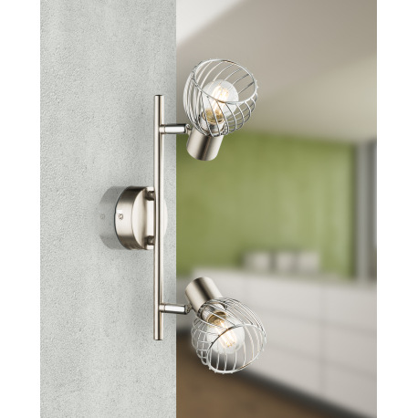 Nástenné svietidlo, kov, nikel, chróm, DxV: 300x160, bez žiaroviek 2xE14, max. 40W 230V. 2