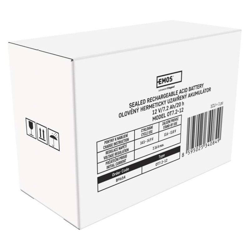 Bezúdržbový olovený akumulátor 12 V/7,2 Ah, faston 4,7 mm 6