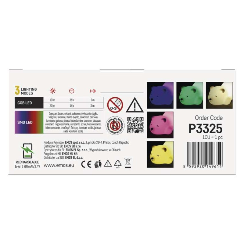 LED nočné svetlo medveď P3325, dobíjateľný 6