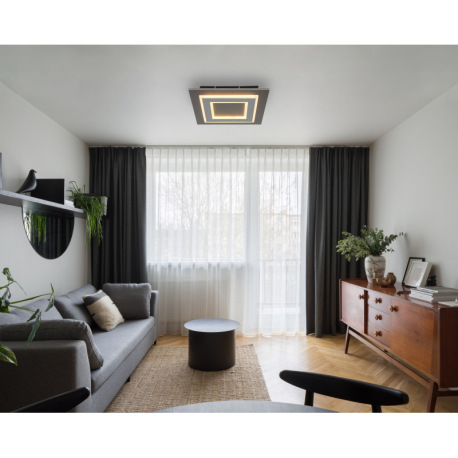 Stropné svietidlo, plast antracit, brúsený sivý kov, akryl biely, DxŠxV: 320x320x55mm, vrátane LED 2 1