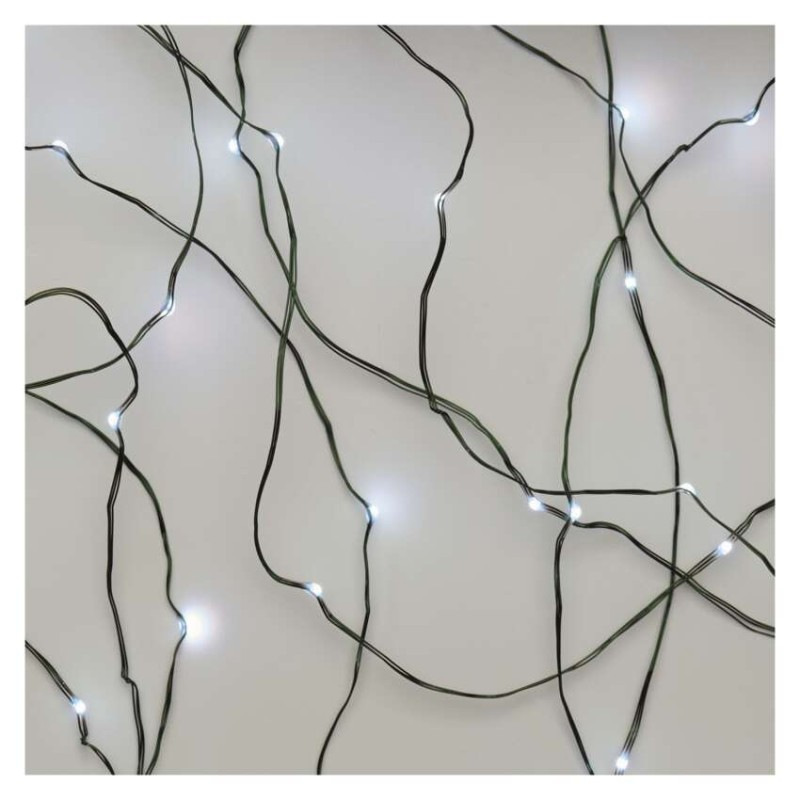 LED vianočná nano reťaz zelená, 15 m, vonkajšia aj vnútorná, studená biela, časovač 6