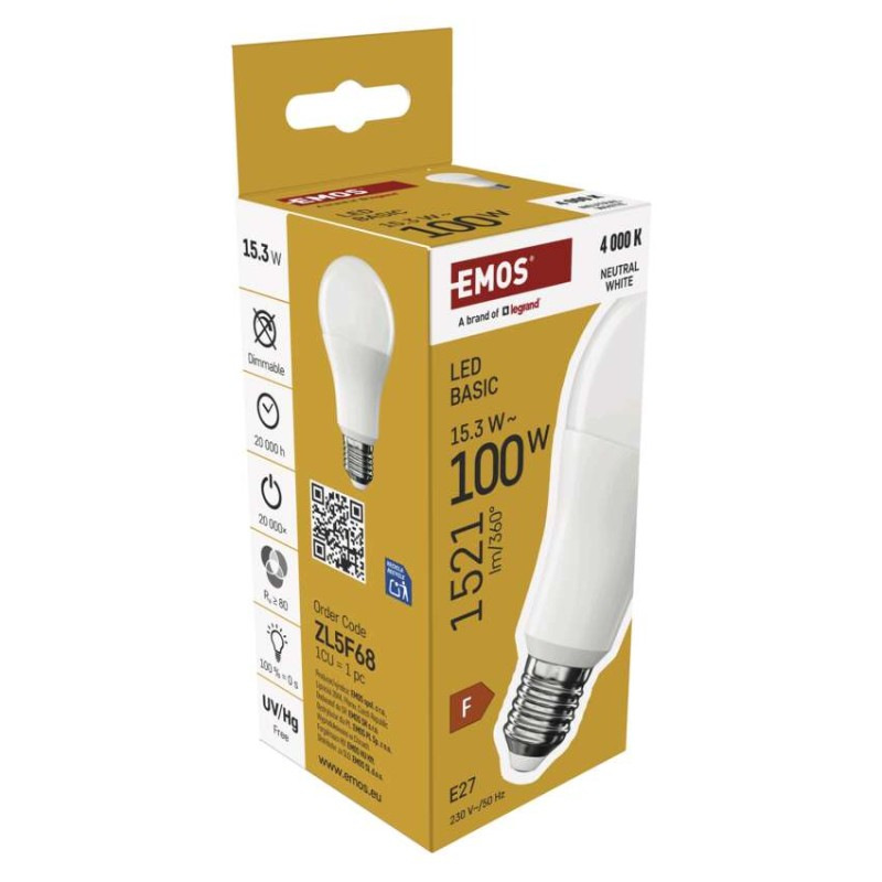 LED žiarovka Basic A60 / E27 / 15,3W (100 W) / 1521 lm / Neutrálna biela 5