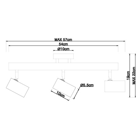 Nástenné svietidlo, drevo tmavohnedé, kov čierny, DxŠxV:570x100x220mm, bez žiaroviek 3x GU10, max. L 9