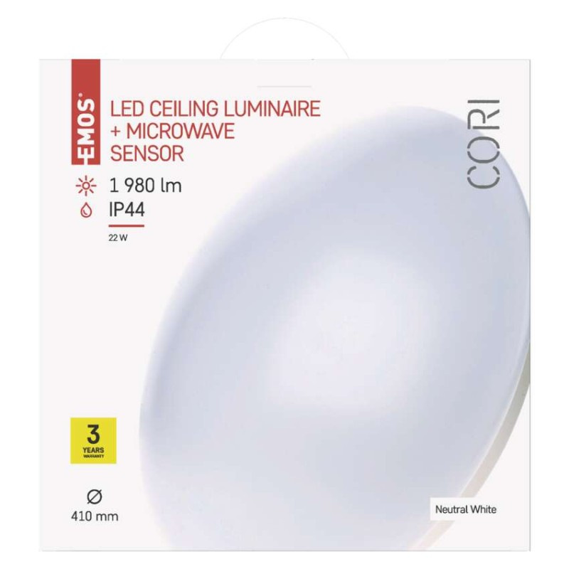 LED prisad. svietidlo Cori s pohyb. senz.,kr. 22W n.b., IP44 4