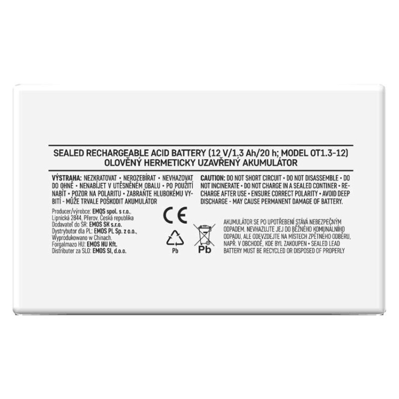 Bezúdržbový olovený akumulátor 12 V/1,3 Ah, faston 4,7 mm 6