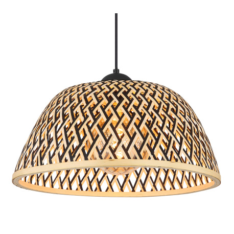 Závesné svietidlo kov čierny matný, bambus, prírodná farba, ø: 400mm, V: 1200mm, bez žiarovky 1x E27 9