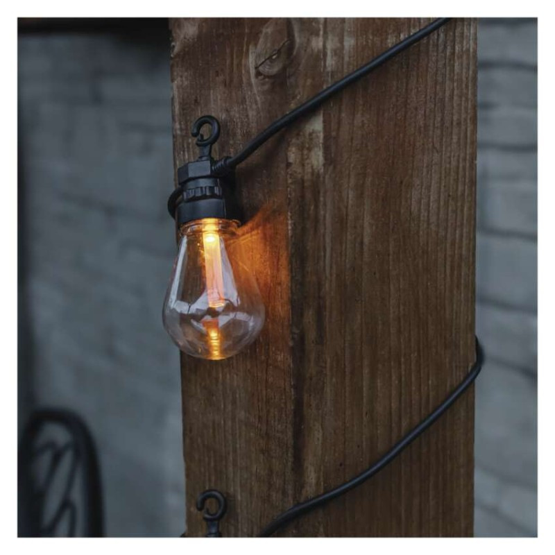 LED svetelná reťaz so solárnym panelom – 10x párty žiarovky, 5 m, vonk. aj vnút., vintage 2