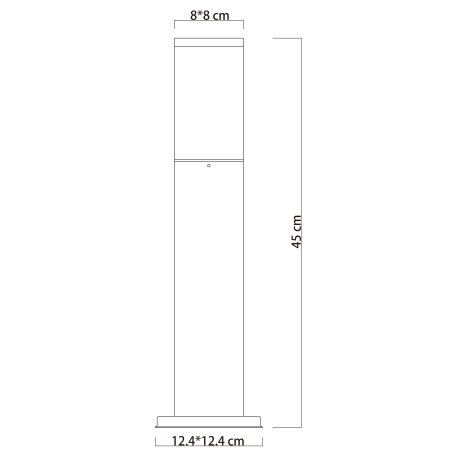 Vonkajšie svietidlo, nerez antracit, plast biely, IP44, 80 x 80 mm, DxŠxV: 124x124x450mm, bez žiarov 17