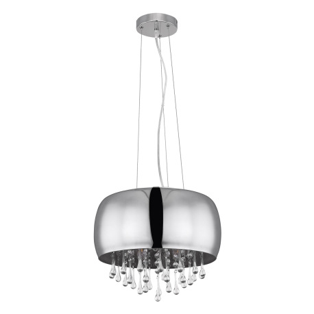 Závesné svietidlo, chróm, sklo dymové, sklenené krištále priehľadné, Ø350, V:1200, bez žiaroviek 5xE 3