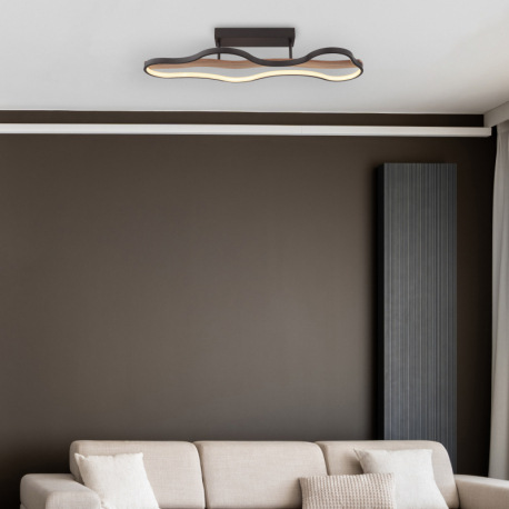 Stropné svietidlo, kov čierny matný, drevo, hliník čierny, silikón biely, DxŠxV: 806x290x150mm, vrát 1