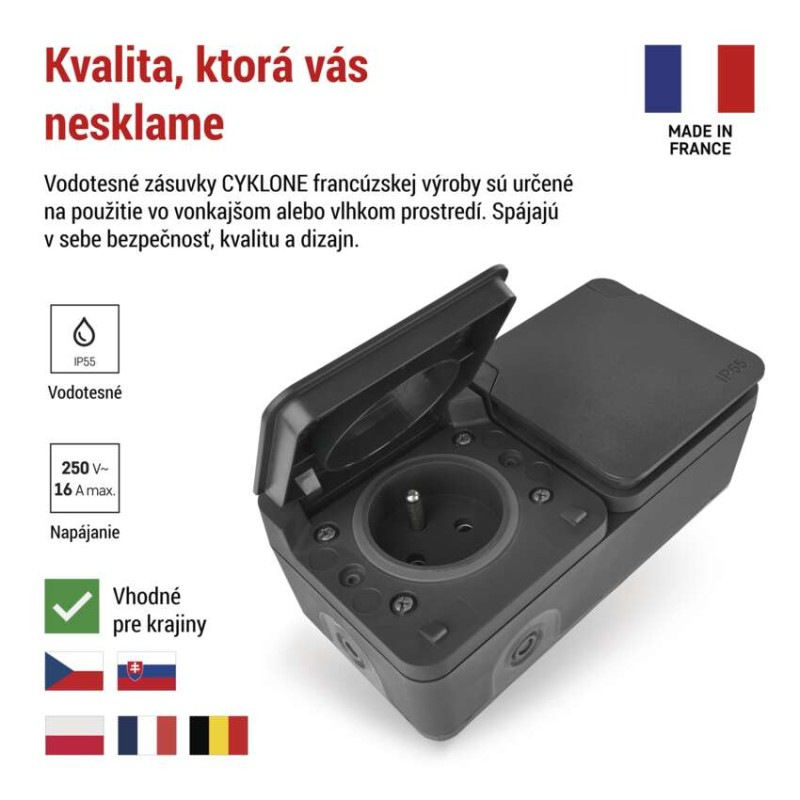 EMOS Cyklone zásuvka dvojnásobná IP55 1