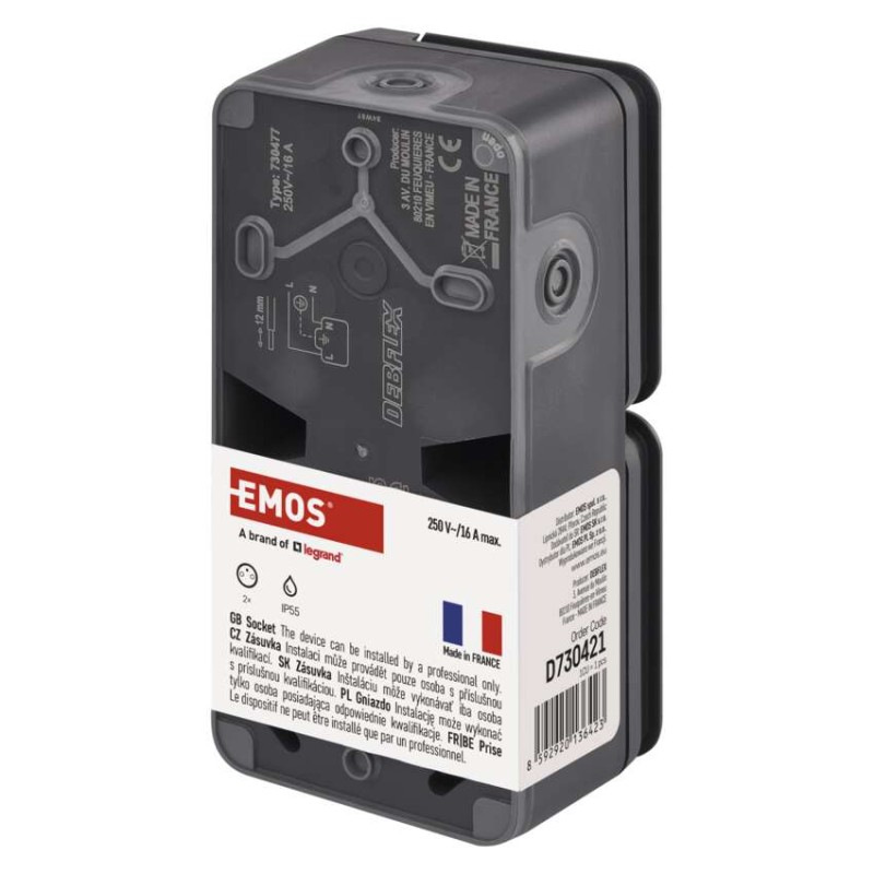 EMOS Cyklone zásuvka dvojnásobná IP55 7