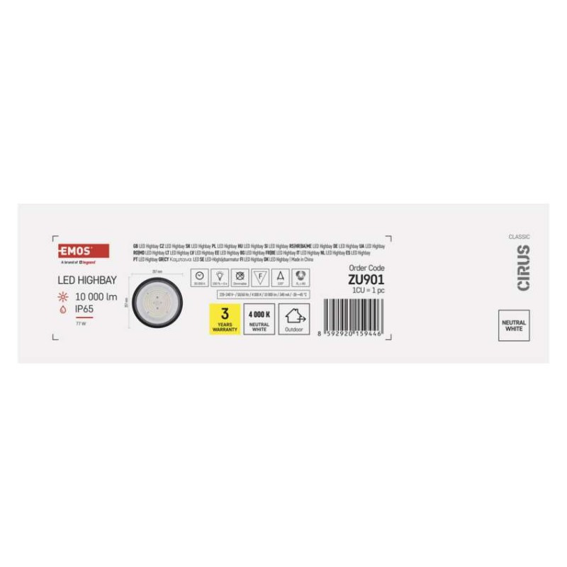 LED priemyselné závesné svietidlo HIGHBAY CIRUS 77W 11