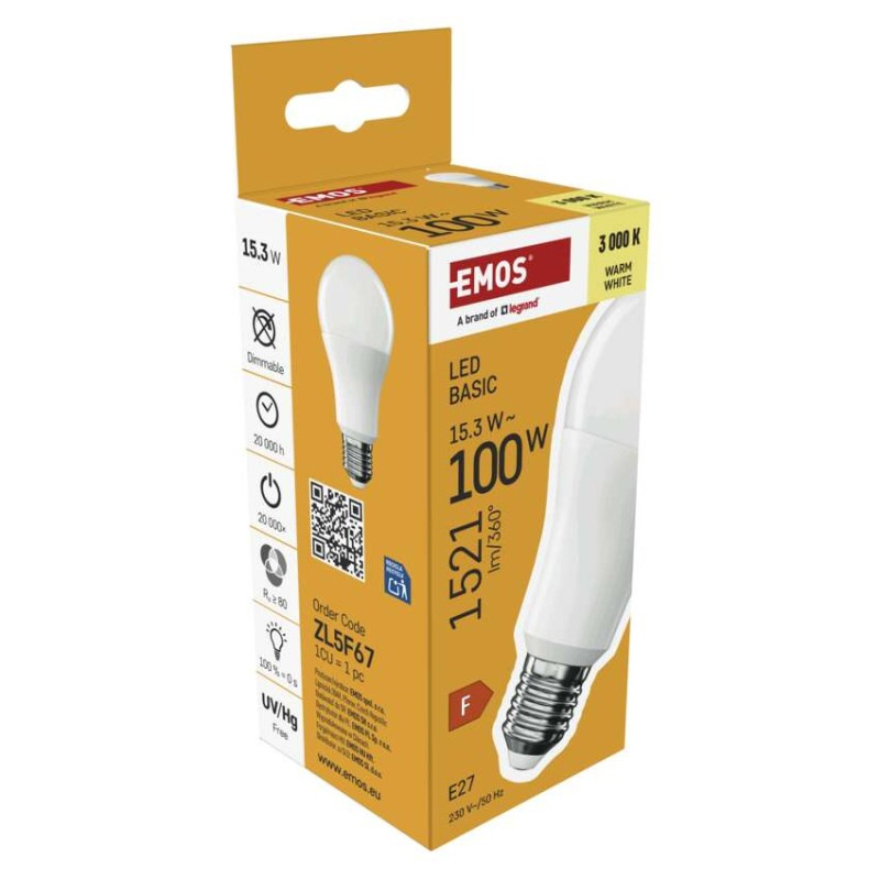 LED žiarovka Basic A60 / E27 / 15,3W (100 W) / 1521 lm / Teplá biela 7
