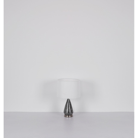 Stolové svietidlo, kov nikel, textil biely, kábel textil čierny, kolískový vypínač na kábli, kovový 15