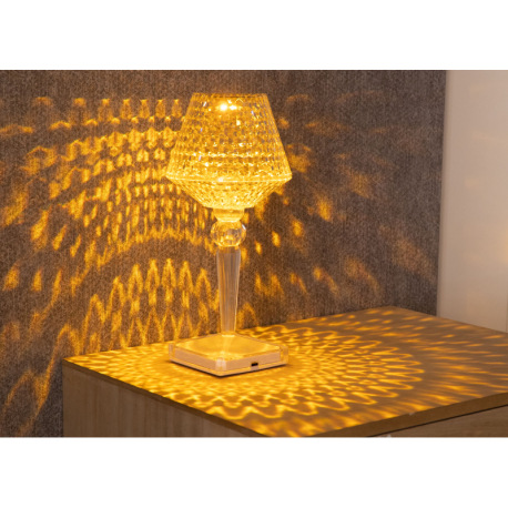 Nabíjateľná stolová lampa číry plast s krištáľovým efektom, dotykové zapnutie/vypnutie, stmievateľná 17