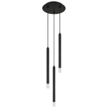 Závesné svietidlo, kov čierny, akryl satinovaný, číry, kábel PVC čierny, ø: 240 mm, V: 1200 mm, bez 3