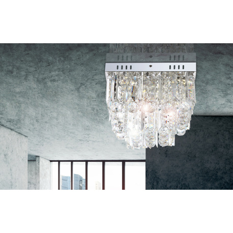 Stropné svietidlo, chróm, akryl priehľadný, DxŠxV:320x320x240, vrátane 6xLED 3W 9.6V, 250lm, 4000K. 6