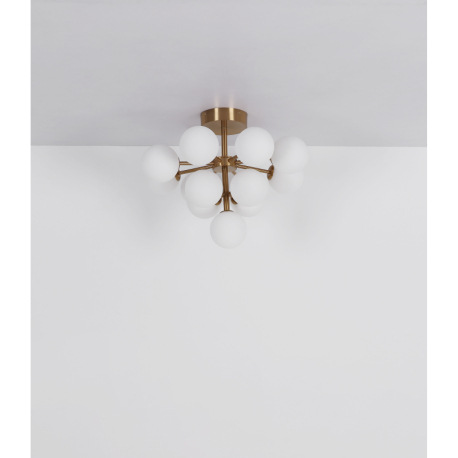 Stropné svietidlo, kov zlatej farby, sklo biele, ø: 560 mm, V: 430 mm, bez žiaroviek 13xG9 LED, max. 11