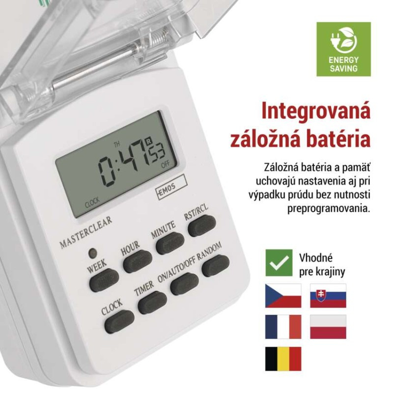 Časovač – digitálna spínacia zásuvka vonkajšia IP44 4