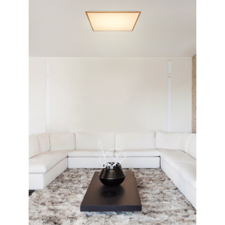 Stropné svietidlo, hliník vzhľad dreva, plast opál biely, DxŠxV:590x590x65, vrátane 1xLED 36W 230V, 6