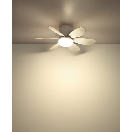 Stropný ventilátor, kov/plast, matná biela, stmievateľný, viacero rýchlostí pomocou nástenného vypín 10