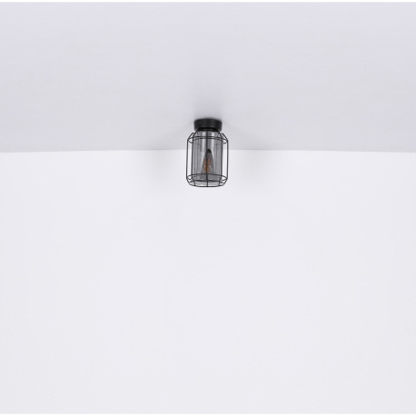 Nástenné svietidlo, kov čierny, dymové sklo, svieti smerom dole, ŠxV:130x250, H:165, bez žiarovky 1x 16