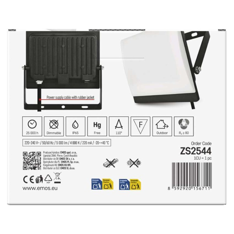 LED reflektor TAMBO EVO, 50 W, 5000 lm, IP65, čierny 12