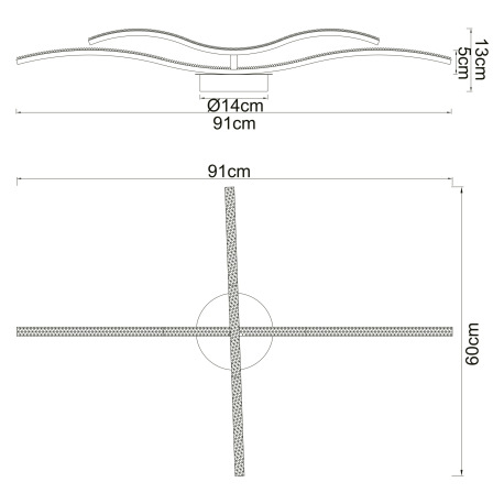 Stropné svietidlo, kov čierny, akryl, akrylové krištále priehľadné, 1 otočné rameno, 61cm dlhé, DxŠx 11
