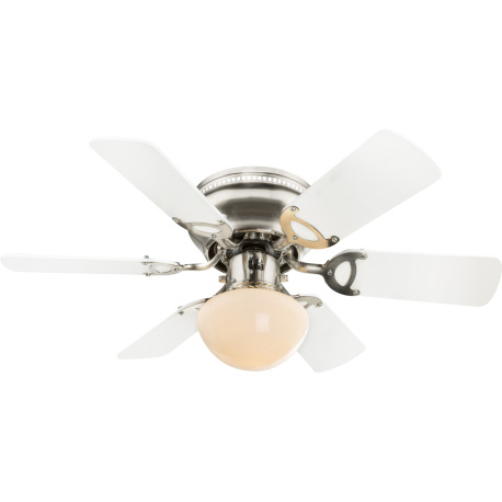 Stropný ventilátor, sklo, nikel matný, MDF grafit a biela, 3 rýchlosti, 2 smery otáčania, ťahový vyp 14