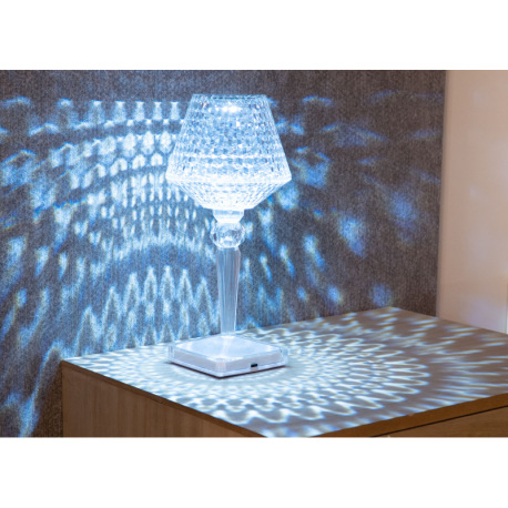 Nabíjateľná stolová lampa číry plast s krištáľovým efektom, dotykové zapnutie/vypnutie, stmievateľná 16