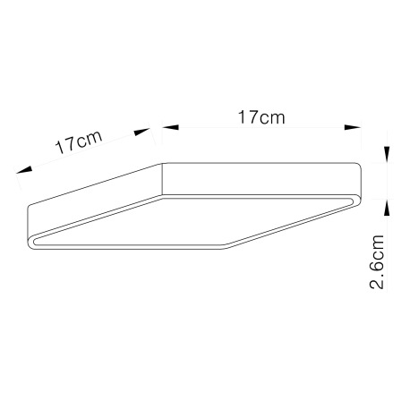 Stropné svietidlo, hliník čierny, akryl opál satinovaný, DxŠxV: 170x170x26, vrátane 1xLED 22W 230V, 12