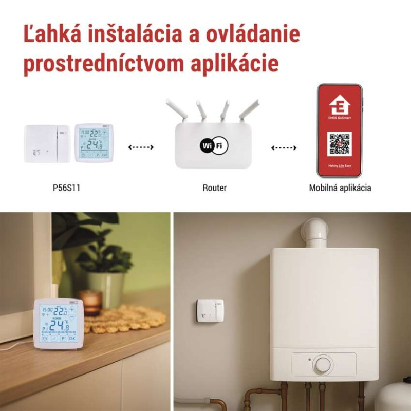 Izbový programovateľný bezdrôtový WiFi GoSmart termostat P56S11 6