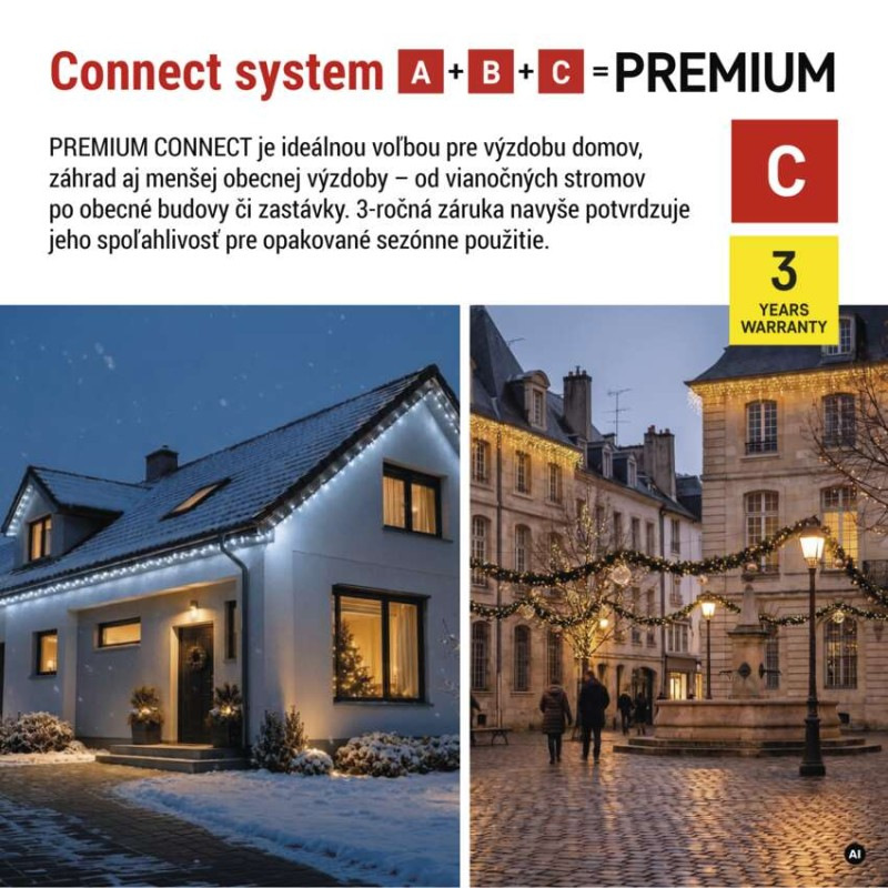 Premium LED spojovacia reťaz čierna, 10 m, vonkajšia aj vnútorná, studená biela 2