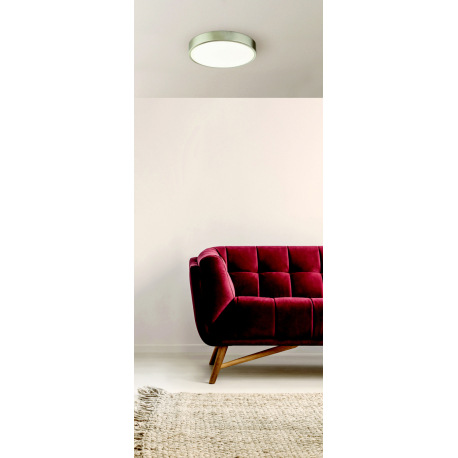 Stropné svietidlo, hliník matný nikel, akryl opál, akrylový opál, stmievateľné, D: 170, H: 26, vráta 2