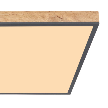 Stropné svietidlo, hliník, grafit, MDF imitácia dreva, akryl biely, rám imitácia dubu, DxŠxV:590x590 15