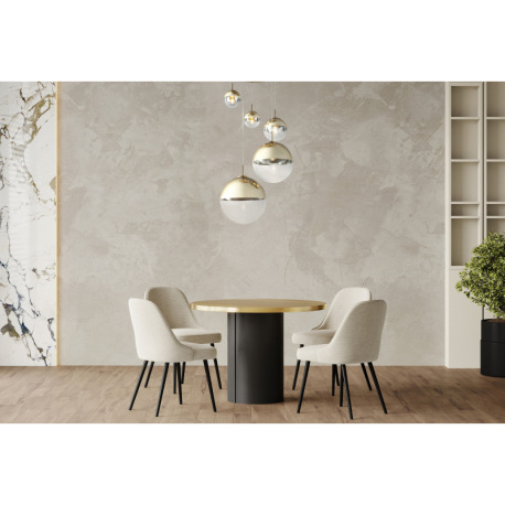 Závesné svietidlo, kov zlatý, sklo priehľadné zlaté, 5 gúľ s priemerom: 2x15-20-25-33 cm, Ø650, V:15 7