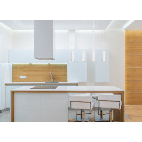 Závesné svietidlo, kov biely, PVC kábel biely, DxŠxV: 650x60x1200mm, bez žiaroviek 4x GU10, max. 35W 1