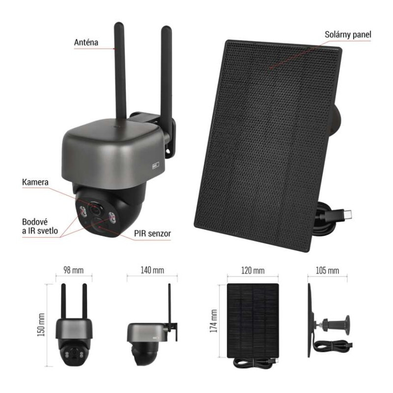 GoSmart Vonkajšia batériová kamera IP-1200G WASP s WiFi a solárnym panelom 8