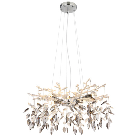 Závesné svietidlo, kov chróm, sklenené krištále, dymové, číre, ø:610mm, V: 1200mm, bez žiaroviek 8x