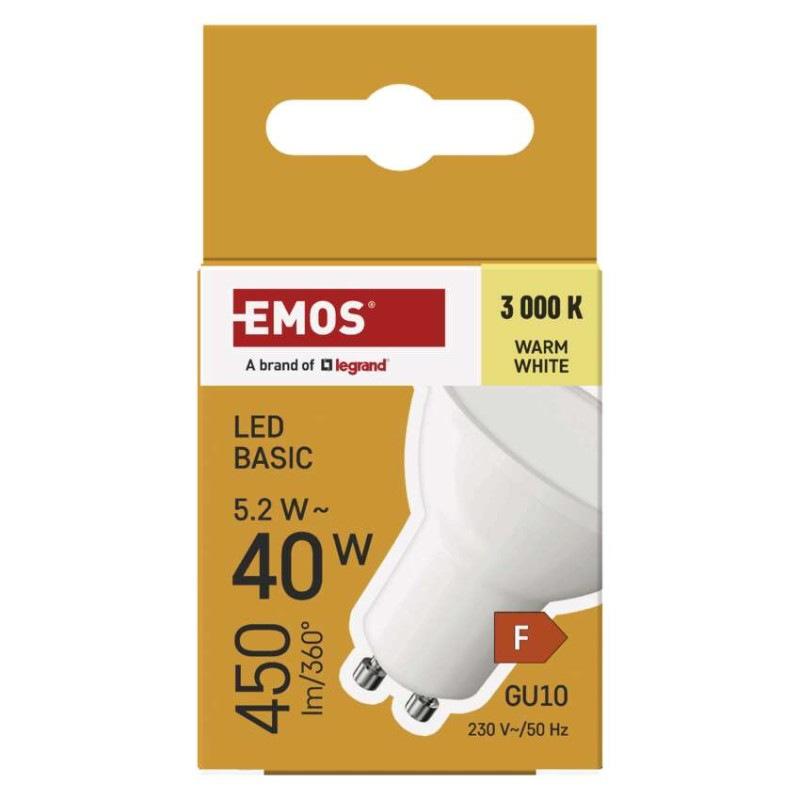 LED žiarovka Basic MR16 / GU10 / 5,2 W (40 W) / 450 lm / Teplá biela 3