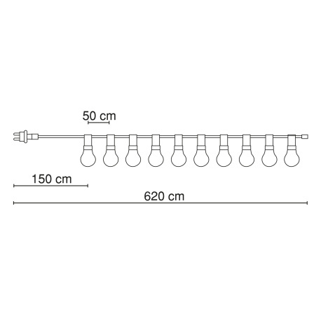 Svetelná reťaz, čierny plast, sklo, IP44, Dĺžka: 4700, vrátane žiaroviek 2xE27 25W 230V, zelená, 3xE 5