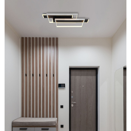 Stropné svietidlo, kov čierny, hliník zlatej farby, akryl biely, DxŠxV: 620x270x82mm, vrátane LED 40 9