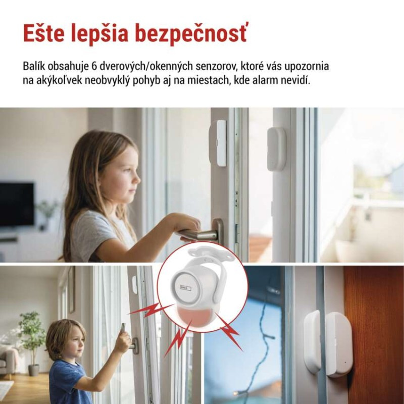 GoSmart alarm IP‑1256L GUARDIAN s pohybovým senzorom, 6× dverový/okený senzor, WiFi 4