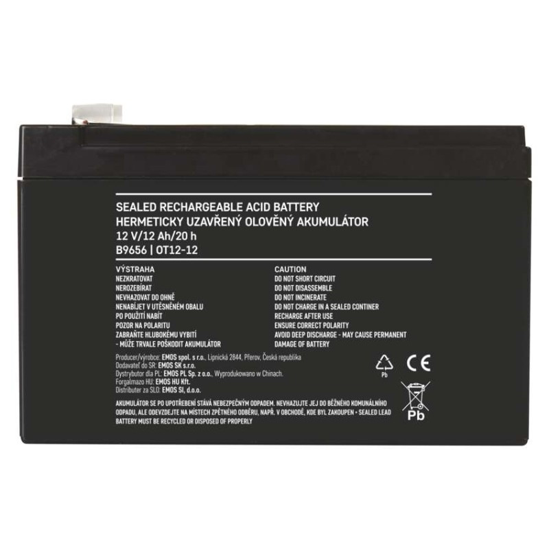 Bezúdržbový olovený akumulátor 12 V/12 Ah, faston 6,3 mm 6