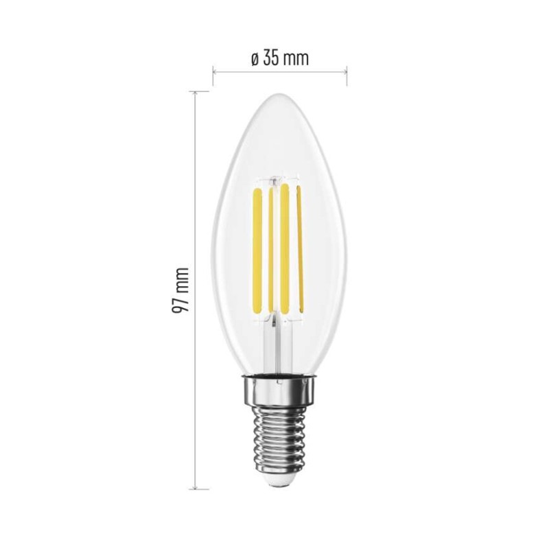 LED žiarovka Filament sviečka / E14 / 7 W (75 W) / 1055 lm / Teplá biela